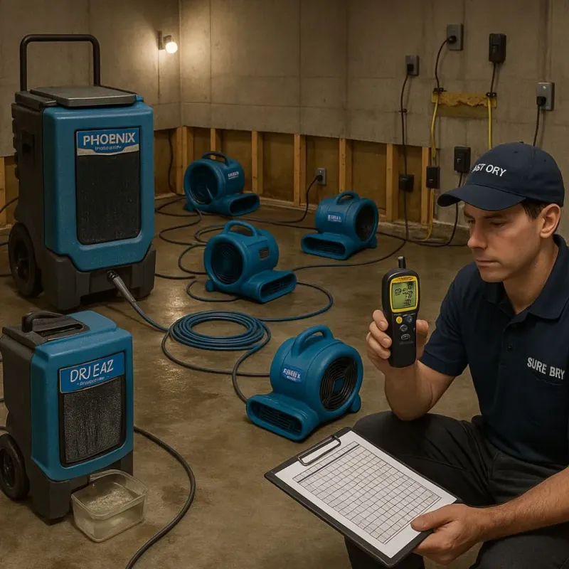 Structural Drying and Dehumidification process in Greenwood, MO